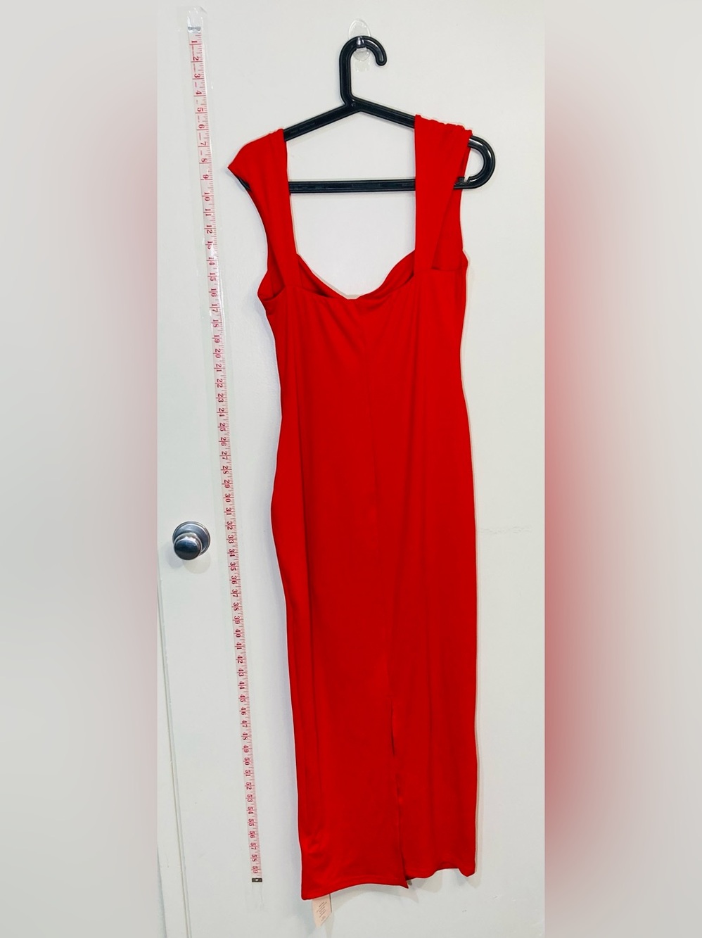 NWT SHEINBAE Size 40/42 8/10 Red Cowl Neck Midi Dress - Picture 2 of 5